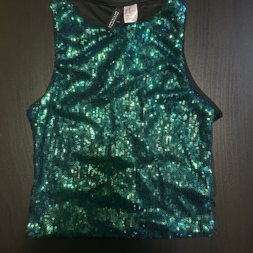 H&M Green Sequin Tank Top
